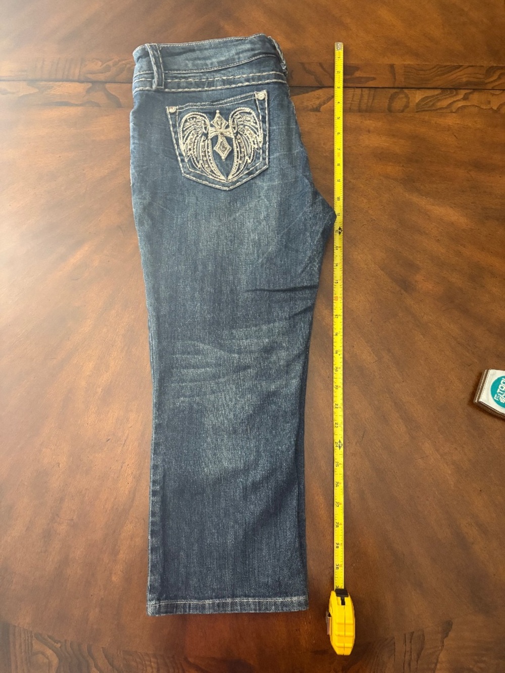 Grace in LA Cropped Bootcut Embellished Jeans Size 30 / 13